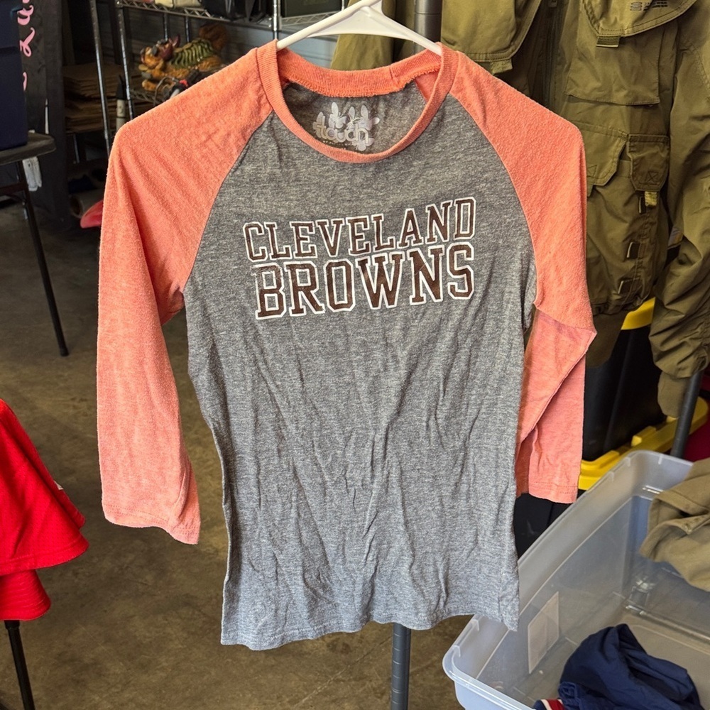Touch by Alyssa Milano Cleveland Browns Long Sleeve Tee - Gray and Orange